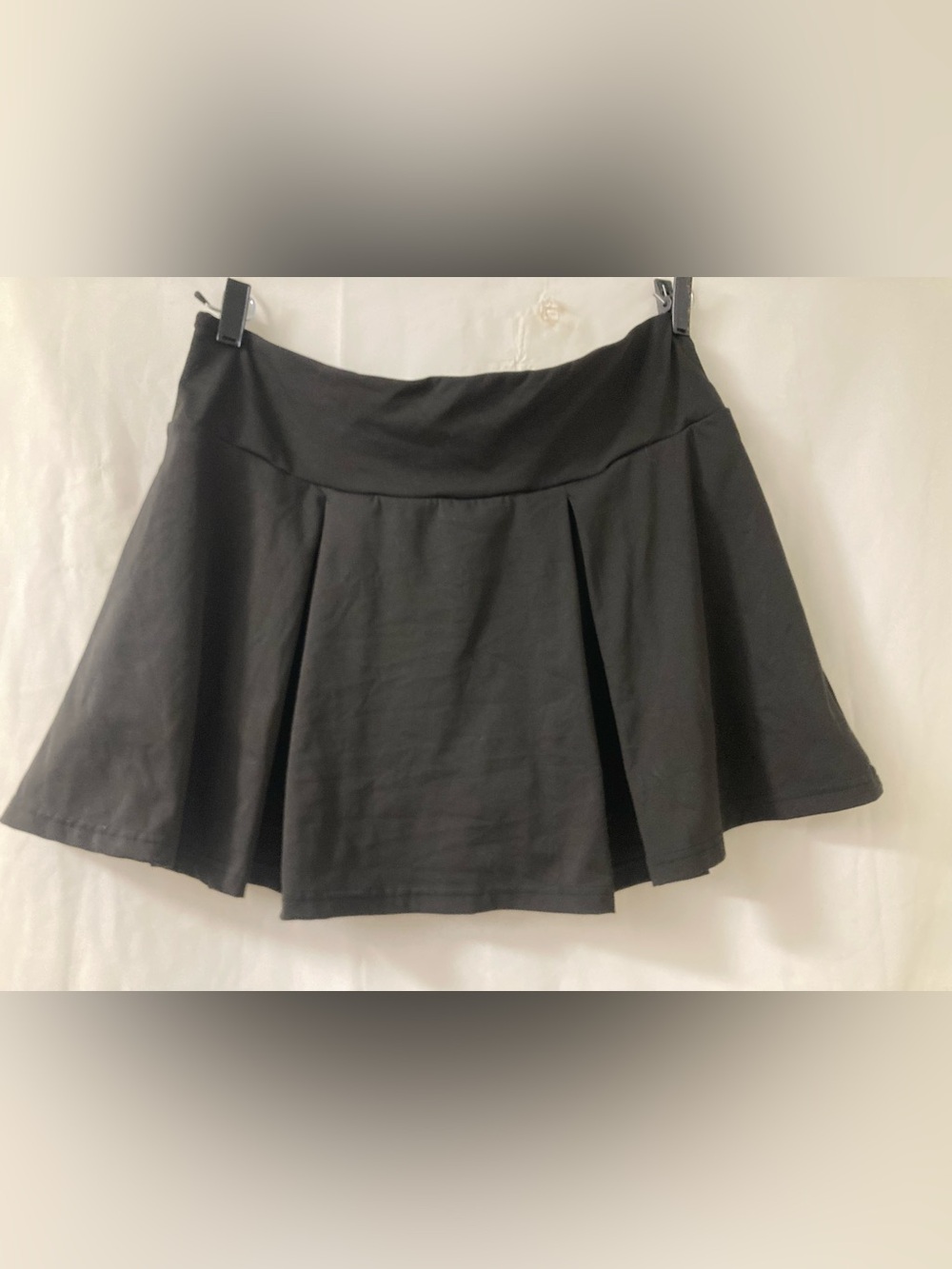Black Skater Mini Skirt High Rise No Size Tag 18” Waist